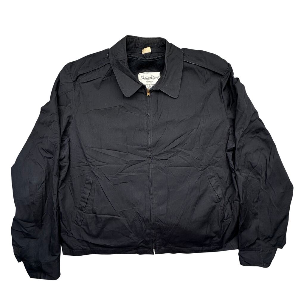 Vintage US Navy USN Creighton Uniform Jacket W/Liner XL Deck Black Bomber